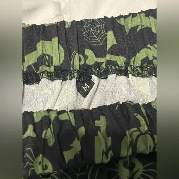 CORAMOON SZ M BLACK/GREEN GOTHIC SKULL CROP TOP & LONG SKIRT HALLOWEEN WITCHY - Picture 5 of 5